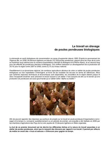 2010 travail en elevage poules pondeuses biologiques