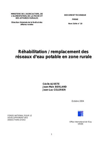 Fndae   HS 10 a   rehabilitation des reseaux d eau potable en zone rurale