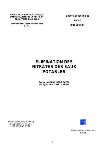 Fndae   HS 4 bis   elimination des nitrates des eaux potables