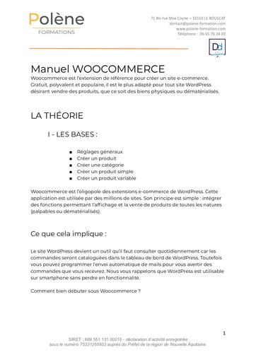 MANUEL WOOCOMMERCE formation