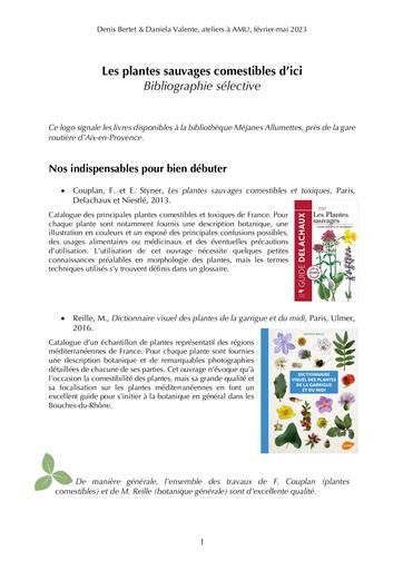 Plantes sauvages comestibles Bibliographie