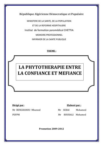 Memoire infirmier phytotherapie