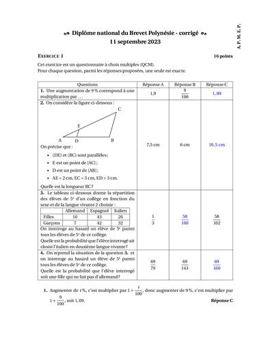 Brevet Polynesie sept 2023 FH Corrige