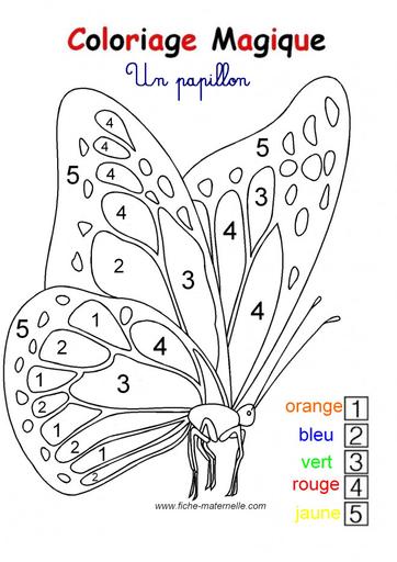 Coloriage magique maternelle un papillon en numeros