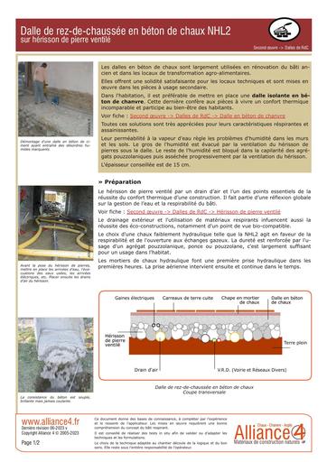 Dalle de rdc en beton de chaux hydraulique