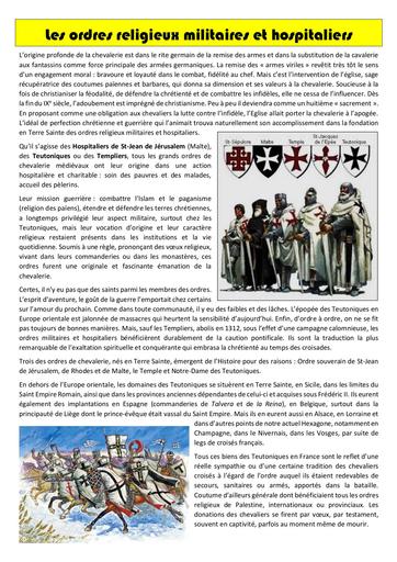 Ordres religieux militaires et hospitaliers