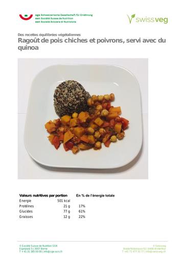 6  Recette Ragoût de pois chiches et poivrons servi avec du quinoa