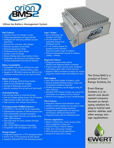 Orionbms2 specifications