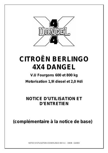 Dangel citroen berlingo 4x4 utilisation et entretien