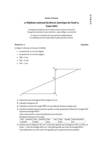 Brevet amerique nord juin 2022 dv fk