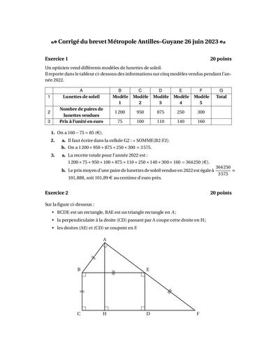 Brevet Metropole 26 juin 2023 DV Corrige