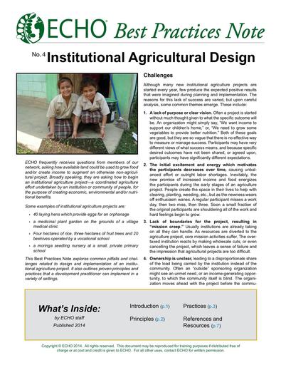 ECHO bpn 4 institutional agricultural design