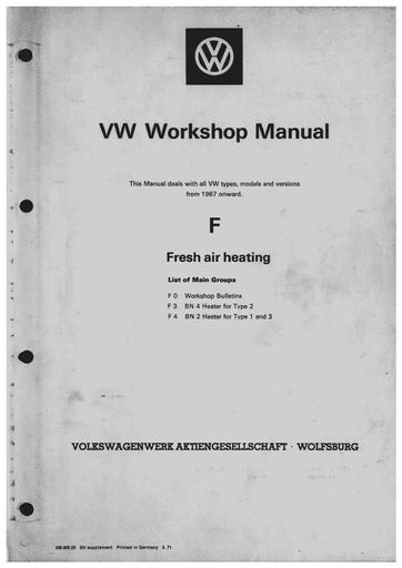 VW workshop manual   à partir de 1967