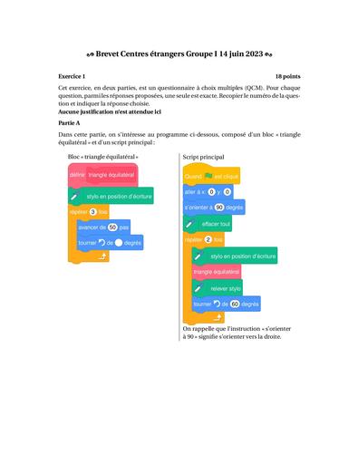 Brevet Etranger gr I 14 juin 2023 DV