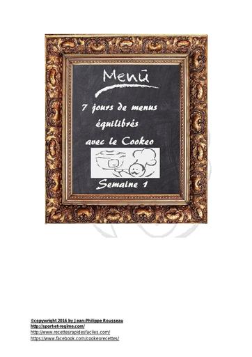 MENUS SEMAINE 1 Cookeo