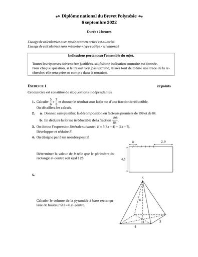 Brevet Polynesie sept 2022 DV 2