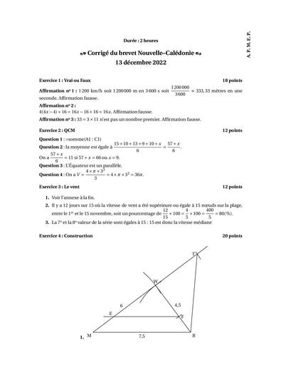 Brevet Caledonie 13 12 2022 DV Corrige