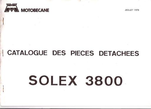 Catalogue Solex 3800 motobecane