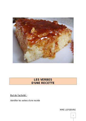 Les verbes de la recette