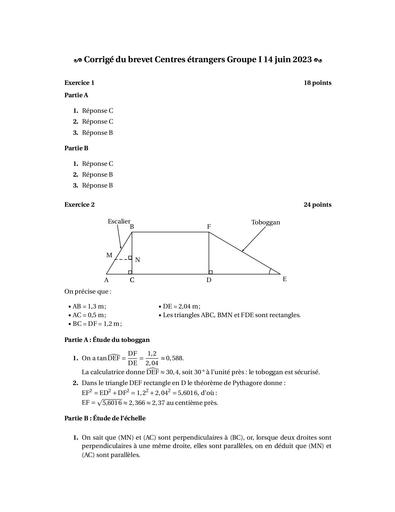 Brevet Etranger 14 06 2023 DV Corrige