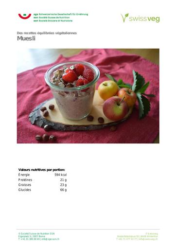 1 recette vegetalienne Muesli