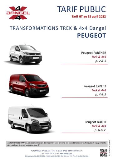 Dangel peugeot tarif france au 15 04 2022