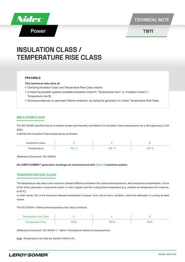 Leroy Somer   INSULATION CLASS   temp rise class en