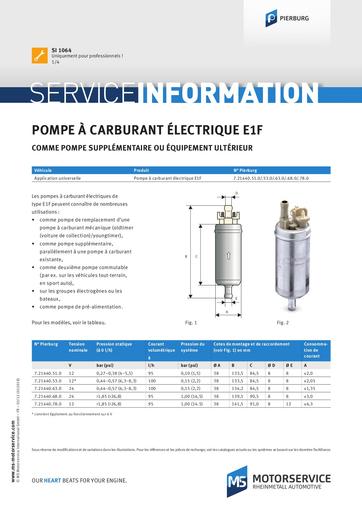 Pompe à carburant électrique E1F comme pompe supplémentaire ou équipement ultérieur 54696