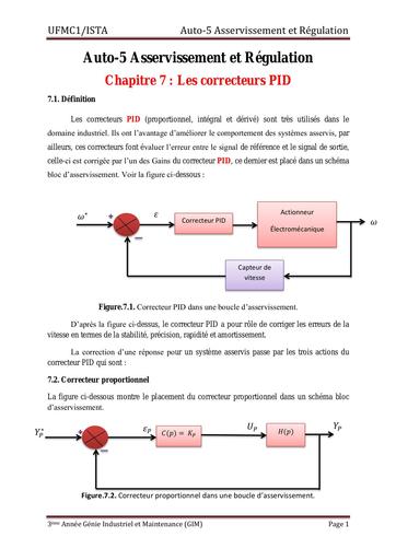 Auto 5 chapitre 7 les correcteur PID